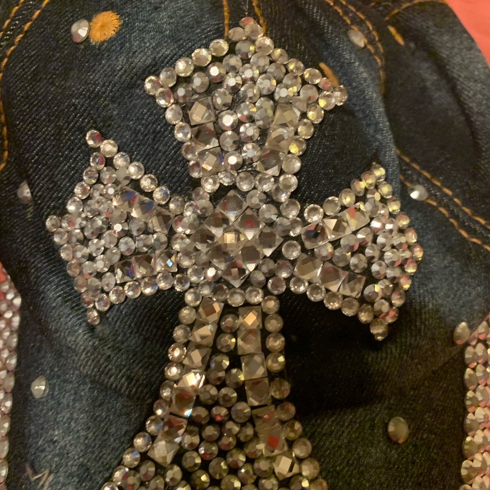 Designer rhinestone cross hat